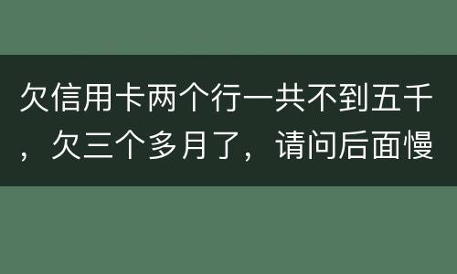 欠信用卡两个行一共不到五千，欠三个多月了，请问后面慢慢还还会起诉吗