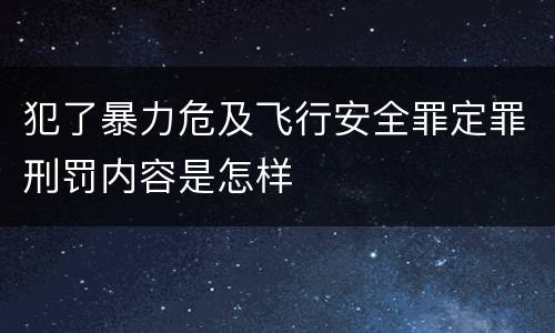犯了暴力危及飞行安全罪定罪刑罚内容是怎样