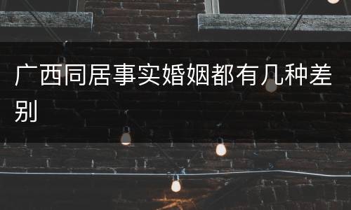 广西同居事实婚姻都有几种差别