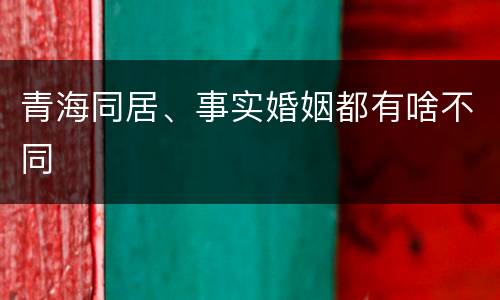 青海同居、事实婚姻都有啥不同