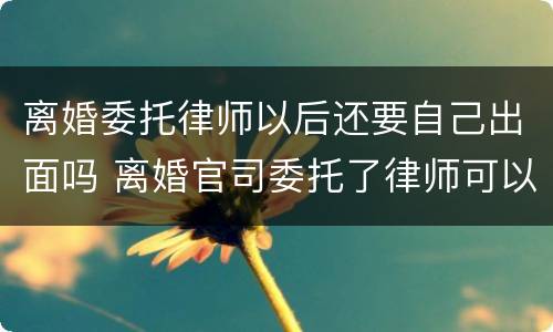 离婚委托律师以后还要自己出面吗 离婚官司委托了律师可以不到场吗