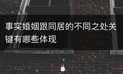 事实婚姻跟同居的不同之处关键有哪些体现