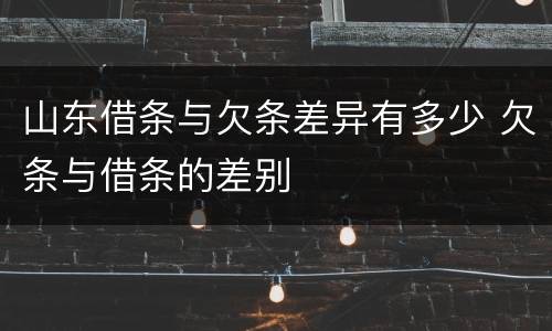 山东借条与欠条差异有多少 欠条与借条的差别