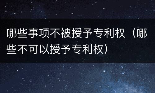 哪些事项不被授予专利权（哪些不可以授予专利权）