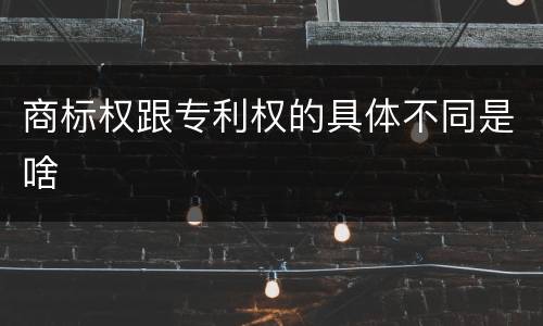 商标权跟专利权的具体不同是啥