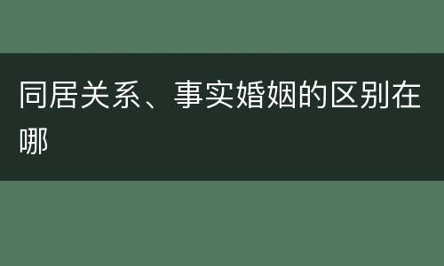 同居关系、事实婚姻的区别在哪