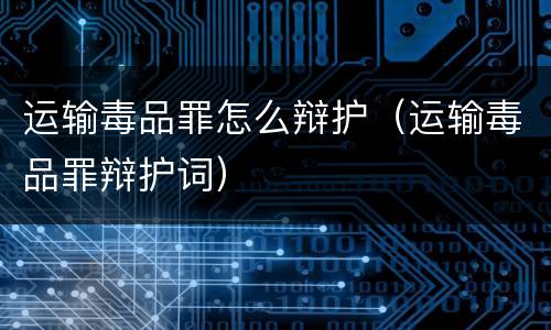 运输毒品罪怎么辩护（运输毒品罪辩护词）