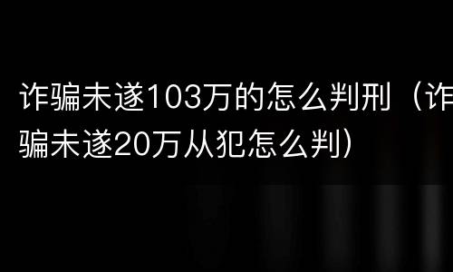 诈骗未遂103万的怎么判刑（诈骗未遂20万从犯怎么判）