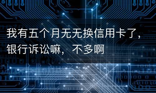 我有五个月无无换信用卡了，银行诉讼嘛，不多啊