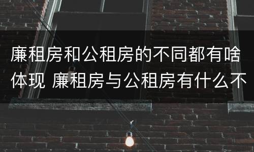 廉租房和公租房的不同都有啥体现 廉租房与公租房有什么不同
