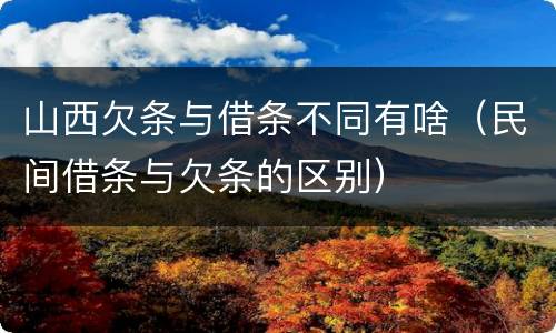 山西欠条与借条不同有啥（民间借条与欠条的区别）