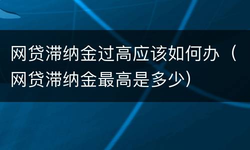 网贷滞纳金过高应该如何办（网贷滞纳金最高是多少）