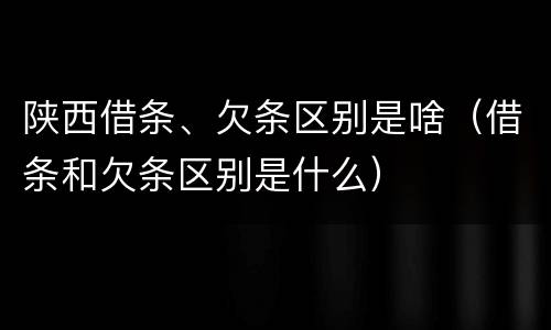 陕西借条、欠条区别是啥（借条和欠条区别是什么）