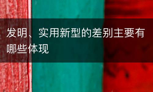 发明、实用新型的差别主要有哪些体现