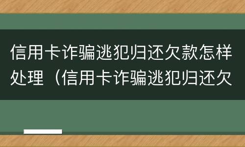 信用卡诈骗逃犯归还欠款怎样处理（信用卡诈骗逃犯归还欠款怎样处理好）