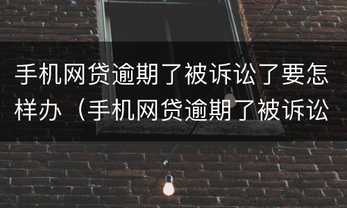 手机网贷逾期了被诉讼了要怎样办（手机网贷逾期了被诉讼了要怎样办理）