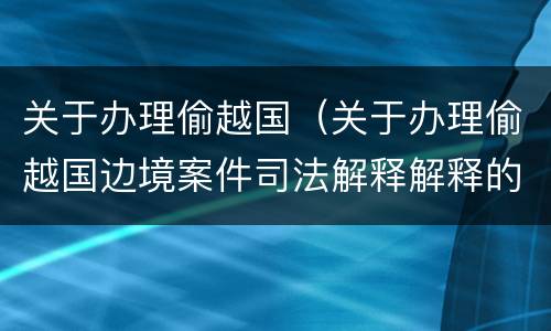关于办理偷越国（关于办理偷越国边境案件司法解释解释的理解和适用）