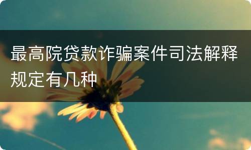 最高院贷款诈骗案件司法解释规定有几种