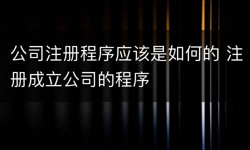 公司注册程序应该是如何的 注册成立公司的程序