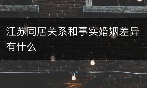 江苏同居关系和事实婚姻差异有什么
