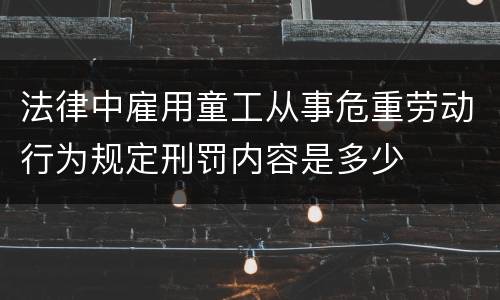 法律中雇用童工从事危重劳动行为规定刑罚内容是多少
