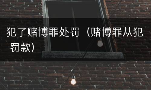 犯了赌博罪处罚（赌博罪从犯 罚款）