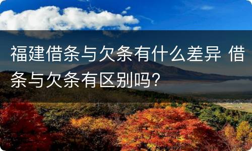 福建借条与欠条有什么差异 借条与欠条有区别吗?