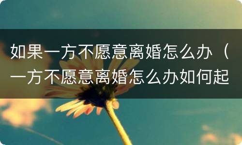 如果一方不愿意离婚怎么办（一方不愿意离婚怎么办如何起诉）