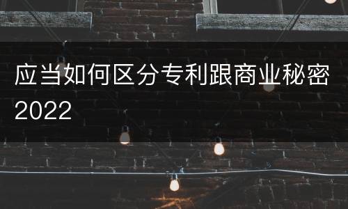 应当如何区分专利跟商业秘密2022