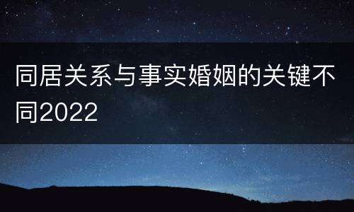 同居关系与事实婚姻的关键不同2022