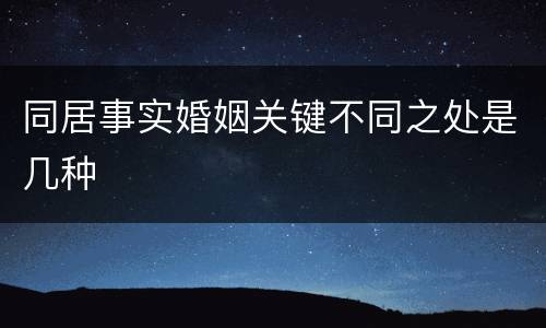 同居事实婚姻关键不同之处是几种