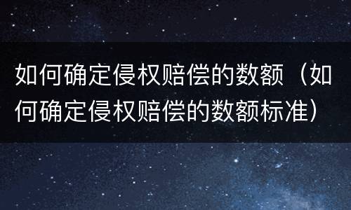如何确定侵权赔偿的数额（如何确定侵权赔偿的数额标准）
