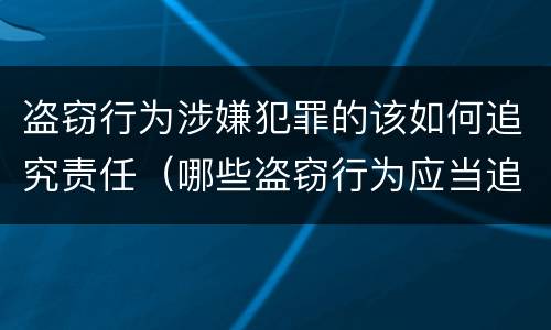 盗窃行为涉嫌犯罪的该如何追究责任（哪些盗窃行为应当追究刑事责任）
