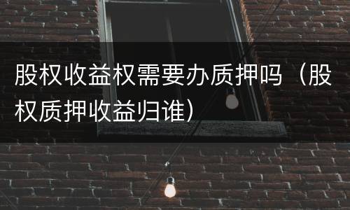 股权收益权需要办质押吗（股权质押收益归谁）