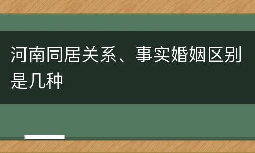 河南同居关系、事实婚姻区别是几种