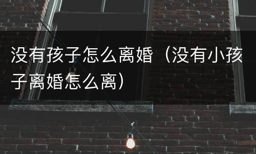 没有孩子怎么离婚（没有小孩子离婚怎么离）