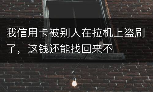 我信用卡被别人在拉机上盗刷了，这钱还能找回来不