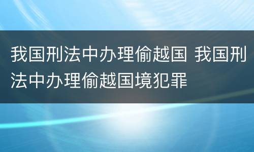 我国刑法中办理偷越国 我国刑法中办理偷越国境犯罪
