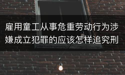 雇用童工从事危重劳动行为涉嫌成立犯罪的应该怎样追究刑事责任