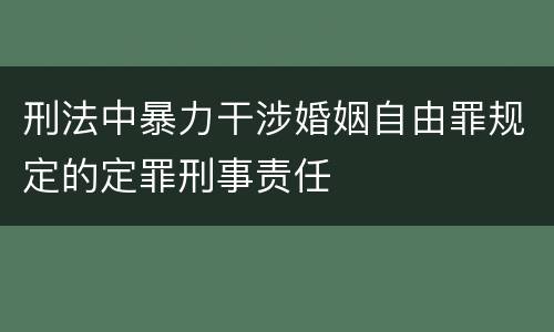 刑法中暴力干涉婚姻自由罪规定的定罪刑事责任