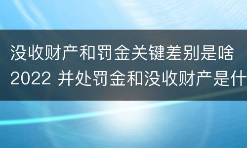没收财产和罚金关键差别是啥2022 并处罚金和没收财产是什么意思