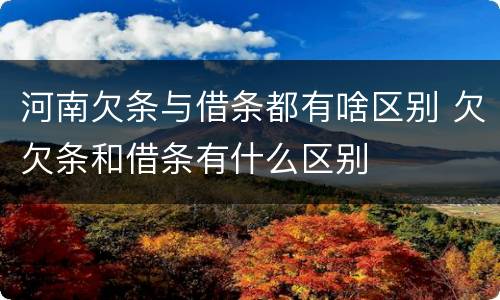 河南欠条与借条都有啥区别 欠欠条和借条有什么区别