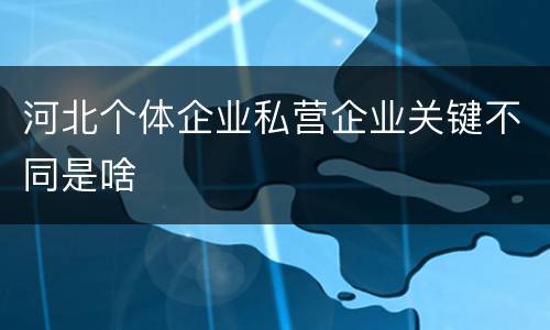 河北个体企业私营企业关键不同是啥