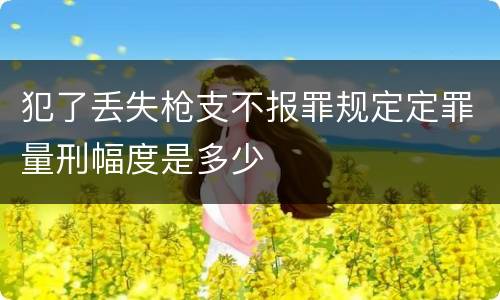 犯了丢失枪支不报罪规定定罪量刑幅度是多少