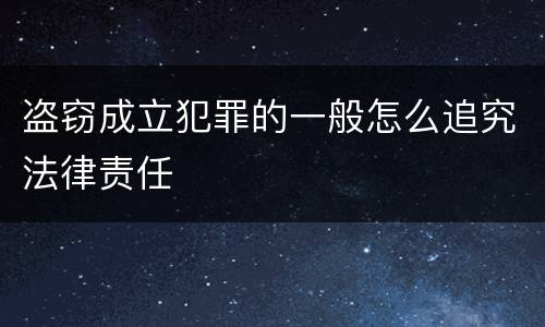 盗窃成立犯罪的一般怎么追究法律责任