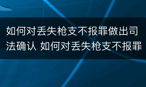 如何对丢失枪支不报罪做出司法确认 如何对丢失枪支不报罪做出司法确认