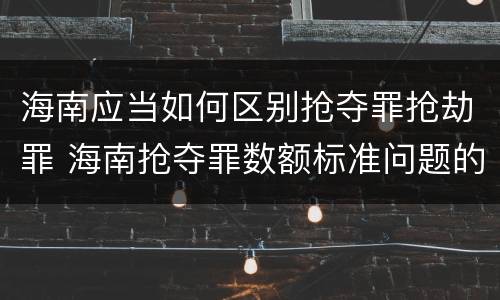 海南应当如何区别抢夺罪抢劫罪 海南抢夺罪数额标准问题的规定