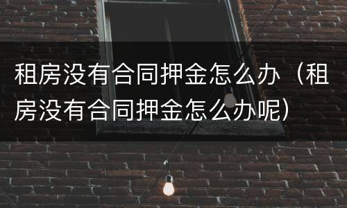 租房没有合同押金怎么办（租房没有合同押金怎么办呢）