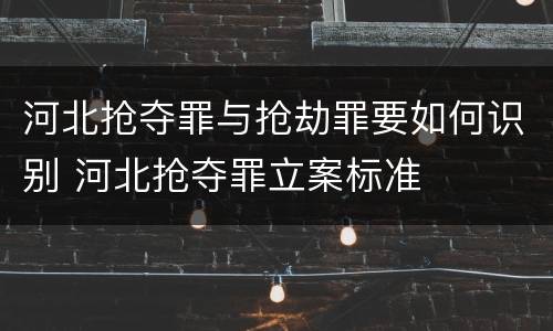 河北抢夺罪与抢劫罪要如何识别 河北抢夺罪立案标准