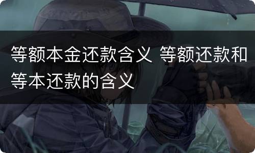 等额本金还款含义 等额还款和等本还款的含义